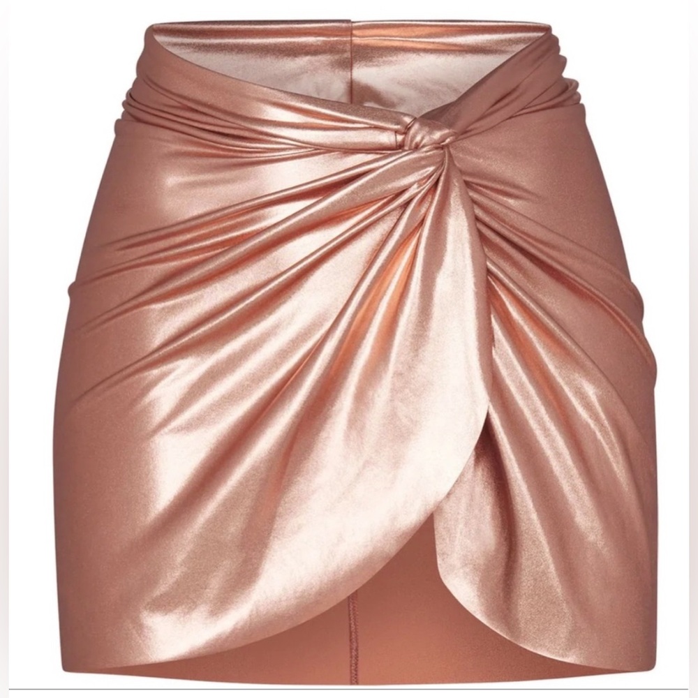 NWT Skims Metallic Swim Sarong Mini Skirt in Champagne Rose Gold - Size 4X